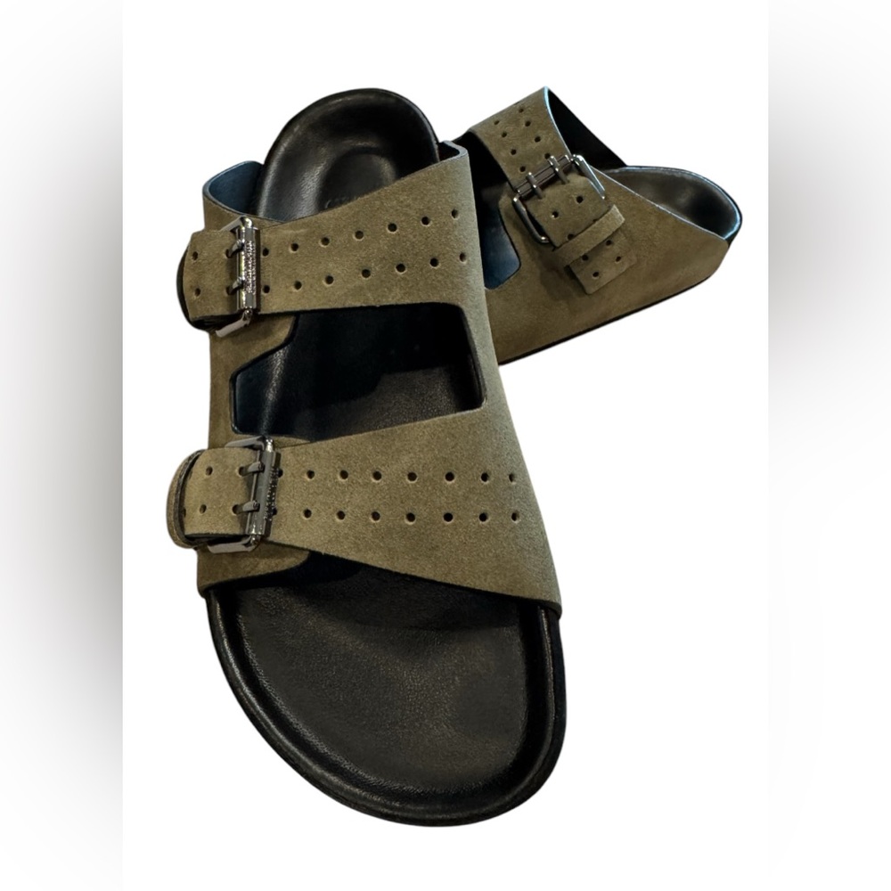 The Kooples KHAKI LEATHER SANDALS